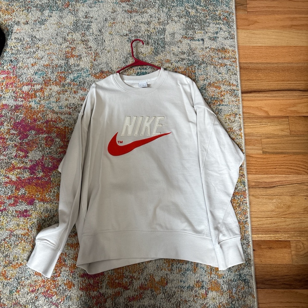 Nike White Sweatshirt with Orange Logo